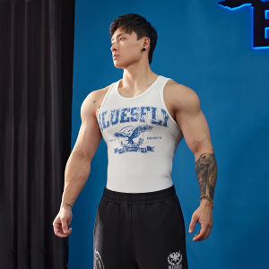 Bluesfly Mens X-Shape Vest American Fitness Sports Training Strap Printed Muscle Trendy Brand Modal Fabric Sports Vest