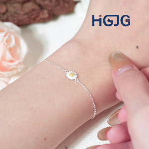 Lắc Tay Bạc Nữ Bạc 925 HGJG Hoa Cúc Daisy Xinh Xắn Đeo Hằng Ngày Thiết Kế Đơn Giản Thanh Lịch Dễ Đeo