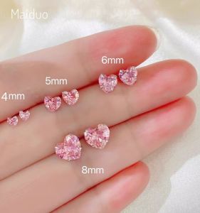ต่างหูเงินแท้ 925 รูปหัวใจสีชมพู ประดับเพชรเล็กๆ สำหรับผู้หญิง เครื่องประดับแฟชั่น เครื่องประดับหูแบบมีโครงกระดูก