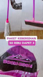 PAKET ISTIMEWA ALAT KEBERSIHAN 3 IN 1 (SAPU IJUK PEL KATUN UK. 14 DORONGAN AIR) / SET SAPU PEL