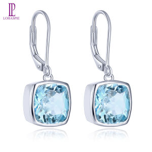Lohaspie Jewelry Real 5.4 Carats Silver Earings 925 Original Natural Sky Blue Topaz Drop Earring Topaz Earrings For Women Blue Topaz Earring Silver 925 Silver Jewelry