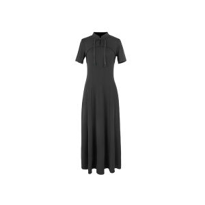 New Chinese Style Stand Collar Long Dress Womens Summer Knitted Fringed Slim Fit Dress Vintage Polyurethane Elastic Fiber