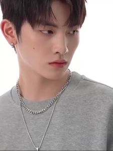 Kalung Titanium Pria Terbaru Dua Layer Anti Karat & Luntur Model Balok Ulir