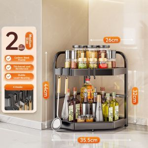 Multifunctional Multi-layer Spice Storage Shelf for Countertop and Corner Spaces