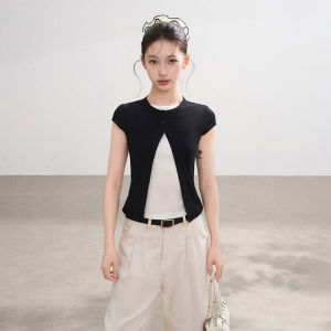 BAIDAIFEI | Sleeveless Black Illusion T-Shirt Summer Slim Fitting
