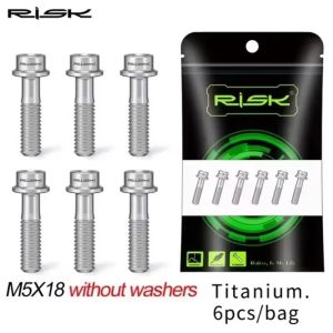 RISK Titanium Stem Bolts 6PCS M5x16mm M5x18mm Titanium Alloy Bicycle Stem Screws Colorful Bike Stem MTB Bolt Bicycle Accessories