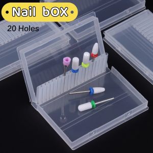 1Pcs 6/7/10/20/30 Holes Plastic Transparent Nail Drill Bit Brush Storage Box Display Box Nail Accessories Nail Enhancement Tools