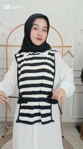 Outer Muslimah Panjang Kekinian Cia Outher Knit Salur M L XL XXL Vest Remaja Korean Syle Rompi Ootd Hijab Casual Terbaru Viral