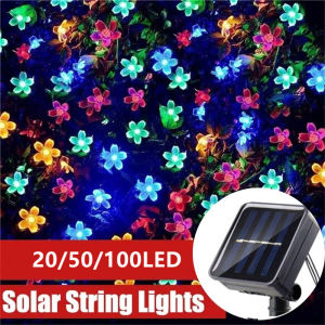Solar String Flower Cherry Flower Lights LED Outdoor Waterproof Festival Garden Decorative Lights Wedding Christmas