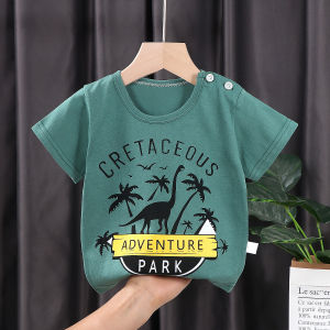 Pure Cotton Short Sleeve T-Shirt for Children Baby Boys Girls Summer Wear Infant Clothing round Neck Moisture Wicking Korean Style