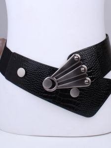 Fashionable Wide Waist Belt for Women with Round Buckle Elastic Band Leather Decorative Belt Elegant Style Suitable for All Ages