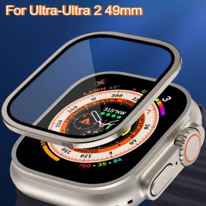 Aluminium Alloy Case+Tempered Glass for Apple Watch Ultra 2 49mm Anti-Scratch Screen Protector for iWatch Ultra 49mm Cover Film
