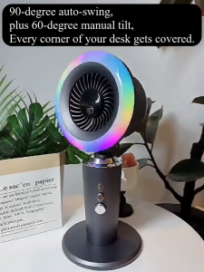 10000mAh Table Fan 100 Speed With Lights Auto Oscillating Fan