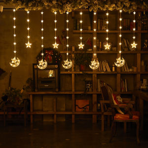Led Small Colored Lights Flashing Light String Light Starry Room Decoration Birthday Arrangement Ambience Light Star Moon Curtain Light
