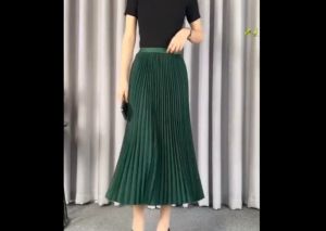Korean style highwaist mid-length pleated skirt womens pleated skirt high waist