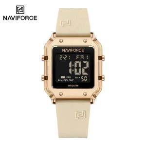 Naviforce | NAVIFORCE Digital Watch Time Date Week Display Silicone Strap Womens Watch Fashion Multifunctional Waterproof  Lady Wrist Watch