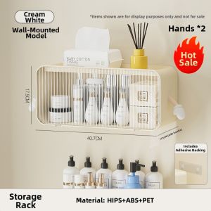 Wall-mounted Drill-free Large Capacity Bathroom Storage Box with Lid