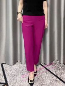High Waist Elastic Waist Thin Casual Pants Womens Spring Summer Fashion Straight Leg Nine Point Pants Quick Dry Stretchy