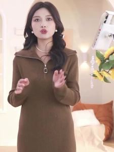 SEIFINI | Zip Collar French Style Lazy Long Dress