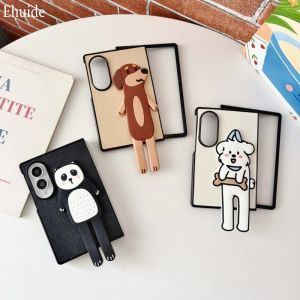 Cute 3D Cartoon Animal Foldable Stand Case For Samsung Galaxy Z Fold 8 Ultra 7 6 5 4 Fold8 Holder Shockproof Flip Back PC Cover