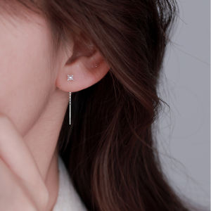 Z Miss 999 Pure Silver Ear Cuff Sugar Cube Sleep Friendly New 2025 Fashion Jewelry Womens Square Ear Studs Handmade Craft