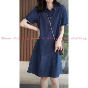 SHANE CLOTHING ADELINE DRESS DENIM LONG NEW MODEL/ MIDI DRESS WANITA LENGAN PENDEK 8226
