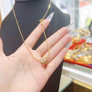 Dây chuyền mì trơn kèm mặt cạnh giác ống xoàn tấm Kami trang sức sỉ