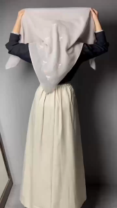 Hijab Segi Empat Paris Coquette Pita Ribbon Bordir