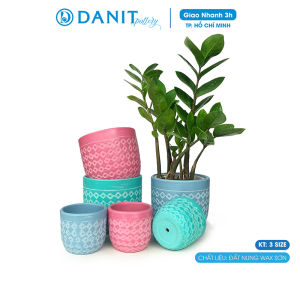 [Giảm Sốc] Chậu cây mini trồng cây cảnh trồng sen đá chậu đất nung wax sơn hình trứng họa tiết chấm tròn màu sắc tươi sáng đủ màu như hình