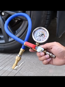 Máy Bơm Lốp Cầm Tay Đa Năng Có Đồng Hồ Đo Áp Suất Bơm Hơi Dành Cho Lốp Ô Tô Xe Máy Và Bóng Thể Thao Dã Ngoài