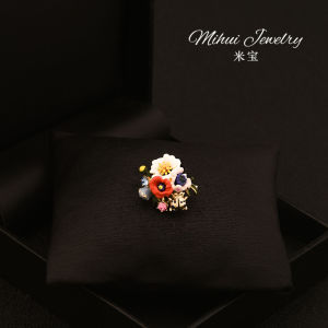 Healing Floral Shirt Button Fixed Korean Japanese Style Suit Jacket Collar Small Chest Pin Accessory for Women Fresh Outlined