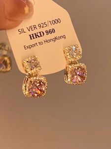 Korean Style Unique Pink Candy Shape Earrings Luxury Minimalist Design Fashionable Jewelry Alloy/Plated Silver/Plated Gold