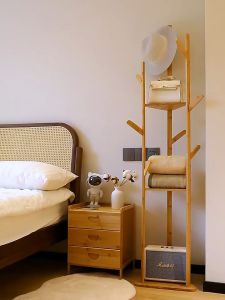 Bamboo Standing Hat Coat Rack Wooden Stand Coat Hanger Gantung Beg Hanger Clothes Rack hanging Rack Coat Hanger Stand