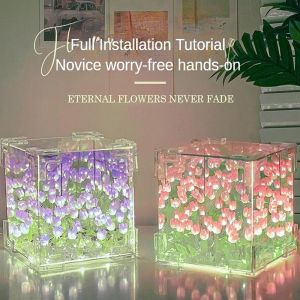 FIND Tulip Nightlight Flower Led Handmade DIY Material  Bedroom Decor Lamp Christmas Holiday Gift
