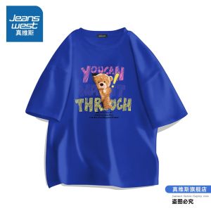 True Weave เสื้อยืดคอกลมแขนสั้นผ้าฝ้ายแท้สำหรับผู้ชาย ทรงหลวม บาง แฟชั่น ฤดูร้อน 2024 ระบายอากาศได้ดี เสื้อยืดคอกลม