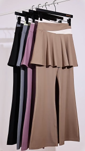 NYK Color Splicing Sports Skirt Flare Pants Women High Waist Sports Leggings Comfortable Running Pilates Yoga Flare Sportswear