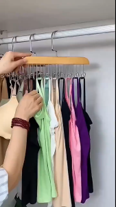 8 Hooks Hanger Solid Wood Stainless Steel Anti Slip Clothes Sling Belt Neck Tie Bag Hanging Hangers