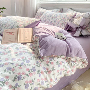 INS Countryside Style Floral Print A-Class Water Washed Cotton Bedding Set