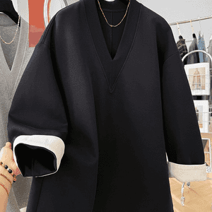 YEBO | V-Neck Air Layered Long Sleeve Hoodie for Men and Women