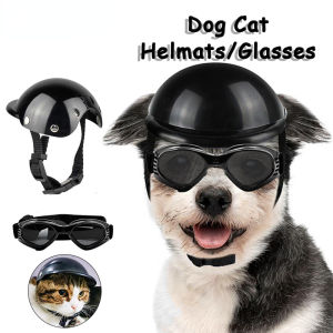 Pet Dog/Cat Hat Motor Cycling Safety Helmet with Glassee Adjustable Uv Goggles Waterproof Accessorie