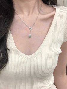 S925 Sterling Silver Blue Water Turquoise Gourd Necklace Womens New Chinese Style Green Agate Fu Lu Pendant Clavicle Chain