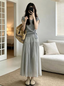 NIUVIES | Mini Gray T-Shirt Dress Set