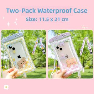 Waterproof Touchscreen Phone Bag Floating Neck Strap Underwater Photography Scuba Diving Inflatable Vessel Cartoon Phone Case