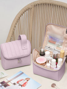 Upright Large Capacity Premium Portable Travel Compartmentalized Cosmetic Bag