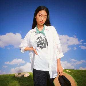 PEACEBIRD | Collaboration Heavy Brocade Long Sleeve Womens Shirt