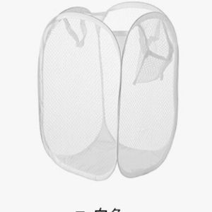 Nylon Mesh Foldable Laundry Basket Large Home Use Dual Handle