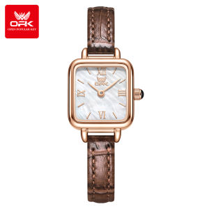 OPK นาฬิกาสำหรับผู้หญิงสายหนังกันน้ำแบรนด์ดั้งเดิมนาฬิกาแฟชั่นลำลองหน้าปัดเล็กน่ารักนาฬิกาข้อมือผู้หญิงควอตซ์