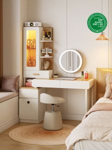 HETU | 2-in-1 Makeup Desk & Bookshelf Cream Style
