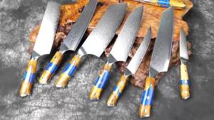 XITUO 1-6PCS Kitchen Knives Set Damascus Steel Sharp Pro Slicing Knife Nakiri Bread Santoku Paring Knife Resin Wooden Handle