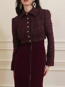 French Vintage Parisian Style Red Slim Fitted Blazer